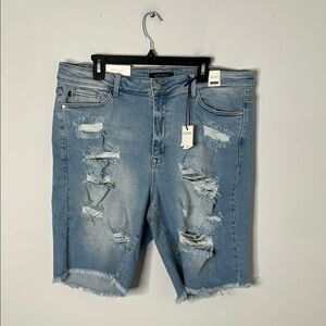 Judy Blue Distressed High Waist Denim Shorts NWT